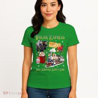 Christmas All Aboard Polar .Express North Pole Xmas Santa Gift Womens T-Shirt