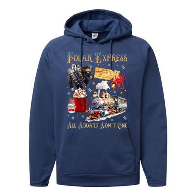 Christmas All Aboard Polar .Express North Pole Xmas Santa Gift Performance Fleece Hoodie