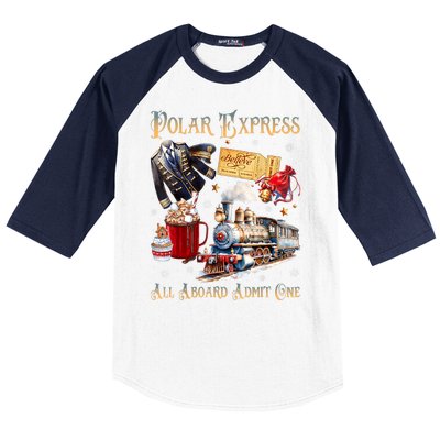 Christmas All Aboard Polar .Express North Pole Xmas Santa Gift Baseball Sleeve Shirt