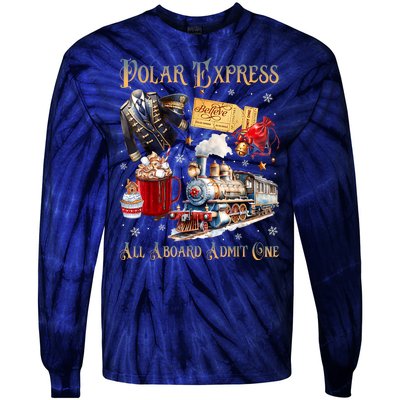 Christmas All Aboard Polar .Express North Pole Xmas Santa Gift Tie-Dye Long Sleeve Shirt