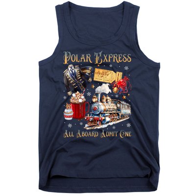 Christmas All Aboard Polar .Express North Pole Xmas Santa Gift Tank Top