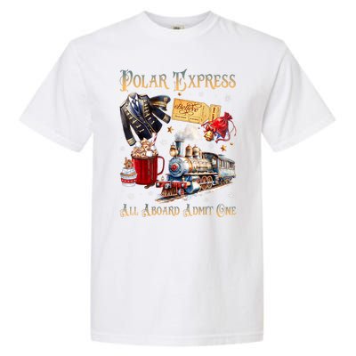 Christmas All Aboard Polar .Express North Pole Xmas Santa Gift Garment-Dyed Heavyweight T-Shirt