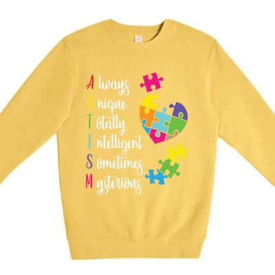 Colorful Autism Awareness Gift Design Sd Parents Meaningful Gift Premium Crewneck Sweatshirt