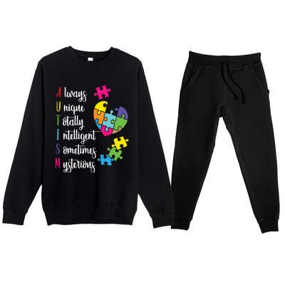 Colorful Autism Awareness Gift Design Sd Parents Meaningful Gift Premium Crewneck Sweatsuit Set