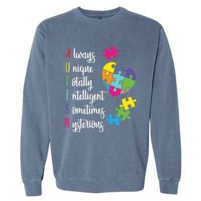 Colorful Autism Awareness Gift Design Sd Parents Meaningful Gift Garment-Dyed Sweatshirt