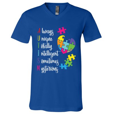 Colorful Autism Awareness Gift Design Sd Parents Meaningful Gift V-Neck T-Shirt