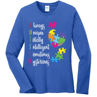 Colorful Autism Awareness Gift Design Sd Parents Meaningful Gift Ladies Long Sleeve Shirt