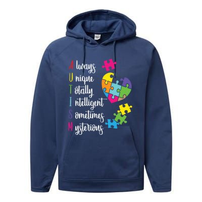 Colorful Autism Awareness Gift Design Sd Parents Meaningful Gift Performance Fleece Hoodie