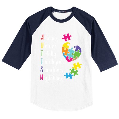 Colorful Autism Awareness Gift Design Sd Parents Meaningful Gift Baseball Sleeve Shirt