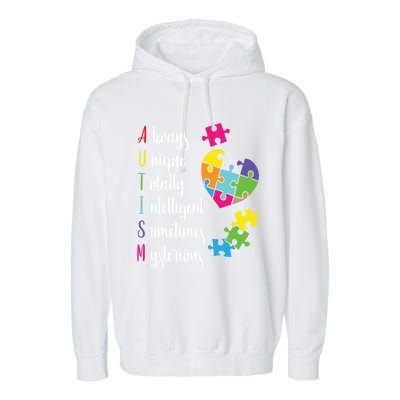 Colorful Autism Awareness Gift Design Sd Parents Meaningful Gift Garment-Dyed Fleece Hoodie