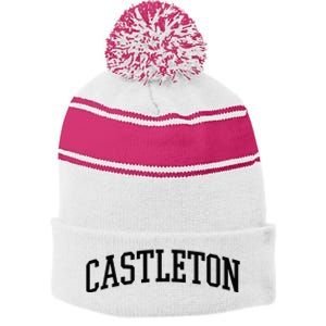 Castleton Athletic Arch College University @ Alumni Stripe Pom Pom Beanie