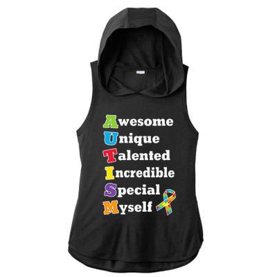 Cute Autism Acronym Awareness Ladies PosiCharge Tri-Blend Wicking Draft Hoodie Tank