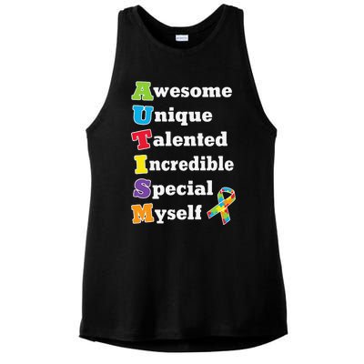 Cute Autism Acronym Awareness Ladies PosiCharge Tri-Blend Wicking Tank