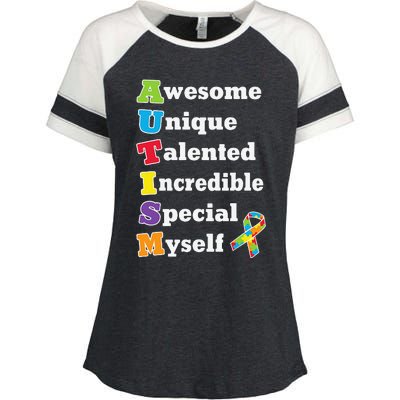 Cute Autism Acronym Awareness Enza Ladies Jersey Colorblock Tee