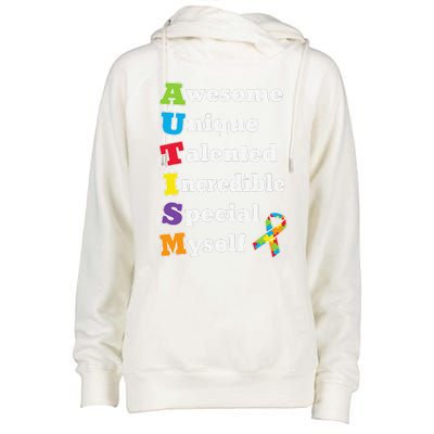 Cute Autism Acronym Awareness Womens Funnel Neck Pullover Hood