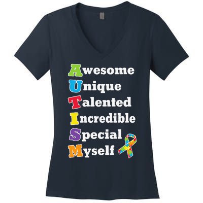 Cute Autism Acronym Awareness Women's V-Neck T-Shirt