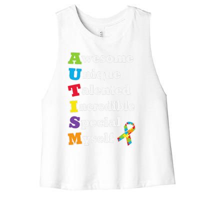 Cute Autism Acronym Awareness Women's Racerback Cropped Tank