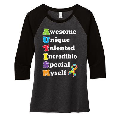 Cute Autism Acronym Awareness Women's Tri-Blend 3/4-Sleeve Raglan Shirt