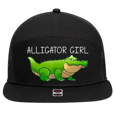 Cute Alligator Art For Girl Crocodile Alligator Lover 7 Panel Mesh Trucker Snapback Hat