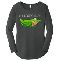 Cute Alligator Art For Girl Crocodile Alligator Lover Women's Perfect Tri Tunic Long Sleeve Shirt