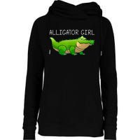 Cute Alligator Art For Girl Crocodile Alligator Lover Womens Funnel Neck Pullover Hood