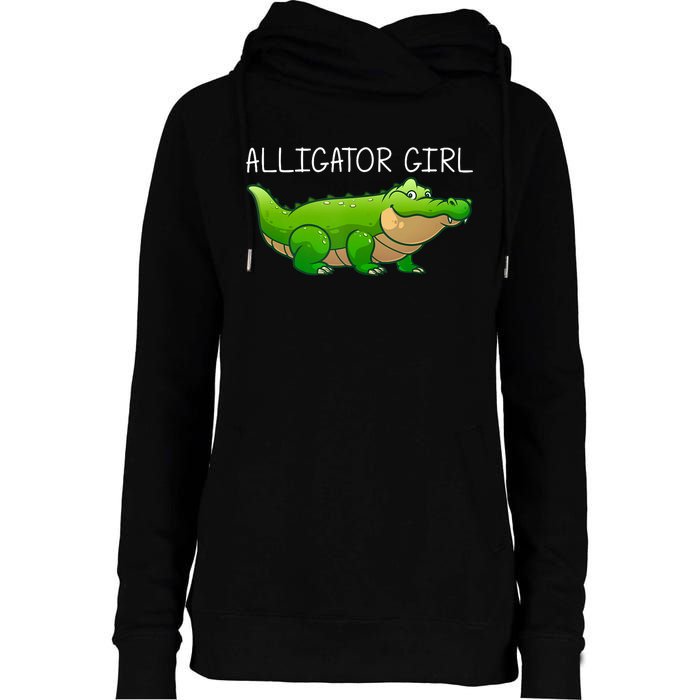 Cute Alligator Art For Girl Crocodile Alligator Lover Womens Funnel Neck Pullover Hood