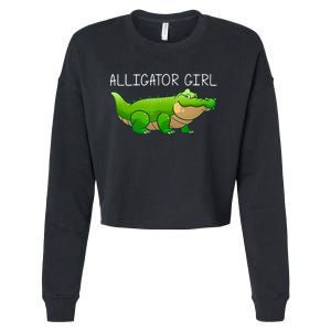 Cute Alligator Art For Girl Crocodile Alligator Lover Cropped Pullover Crew