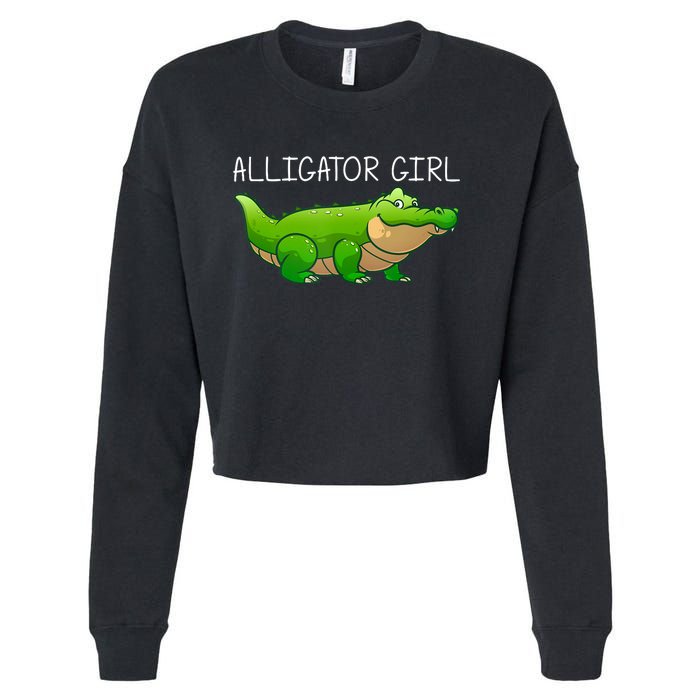 Cute Alligator Art For Girl Crocodile Alligator Lover Cropped Pullover Crew