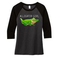 Cute Alligator Art For Girl Crocodile Alligator Lover Women's Tri-Blend 3/4-Sleeve Raglan Shirt