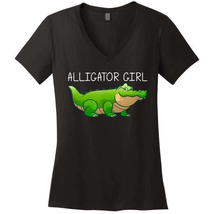 Cute Alligator Art For Girl Crocodile Alligator Lover Women's V-Neck T-Shirt