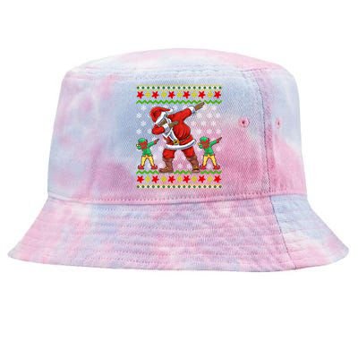 Christmas African American Black Dabbing Santa Claus Elf Gift Tie-Dyed Bucket Hat