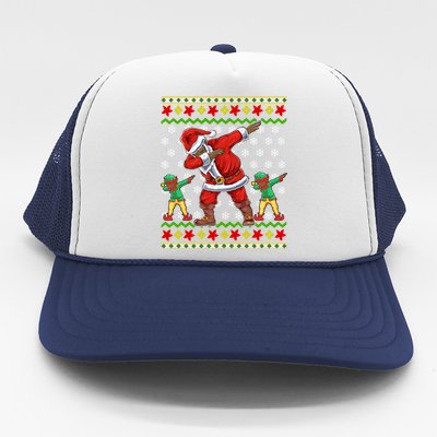 Christmas African American Black Dabbing Santa Claus Elf Gift Trucker Hat