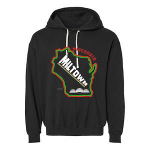 Classic African American Multicolor Wisconsin Milwaukee Map Garment-Dyed Fleece Hoodie