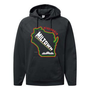 Classic African American Multicolor Wisconsin Milwaukee Map Performance Fleece Hoodie