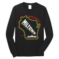 Classic African American Multicolor Wisconsin Milwaukee Map Long Sleeve Shirt