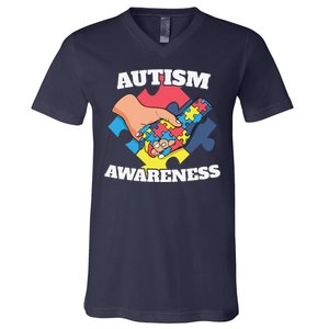 Cute Autism Awareness 2 April Autism Day Gift V-Neck T-Shirt