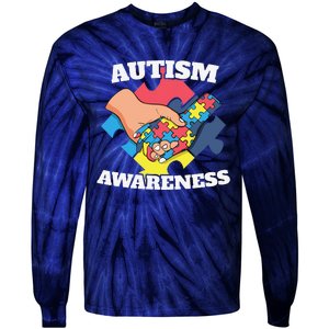 Cute Autism Awareness 2 April Autism Day Gift Tie-Dye Long Sleeve Shirt