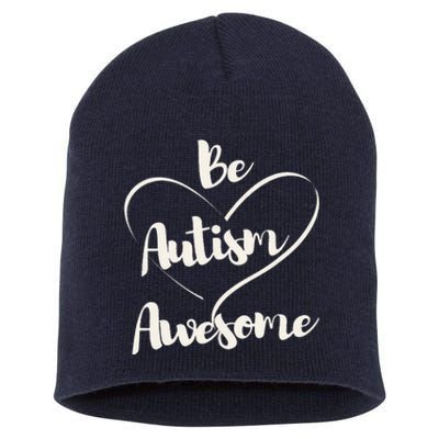 Cute Autism Awareness Autistic Support Saying Short Acrylic Beanie