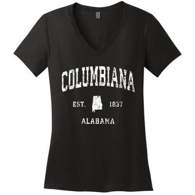 Columbiana Alabama Al Vintage Athletic Sports Design Women's V-Neck T-Shirt