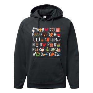 Christmas Alphabet Abc Kindergarten Teacher Alphabet Performance Fleece Hoodie