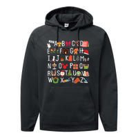 Christmas Alphabet Abc Kindergarten Teacher Alphabet Performance Fleece Hoodie