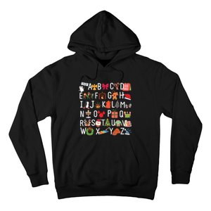 Christmas Alphabet Abc Kindergarten Teacher Alphabet Hoodie