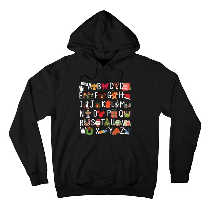 Christmas Alphabet Abc Kindergarten Teacher Alphabet Hoodie