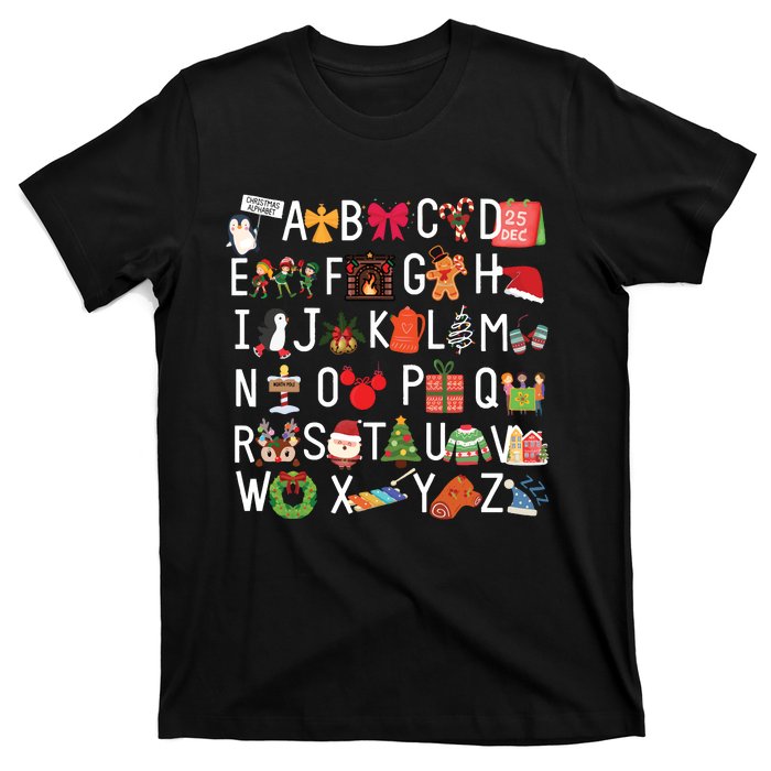 Christmas Alphabet Abc Kindergarten Teacher Alphabet T-Shirt