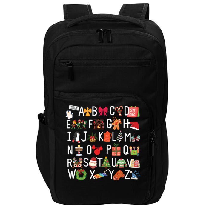 Christmas Alphabet Abc Kindergarten Teacher Alphabet Impact Tech Backpack