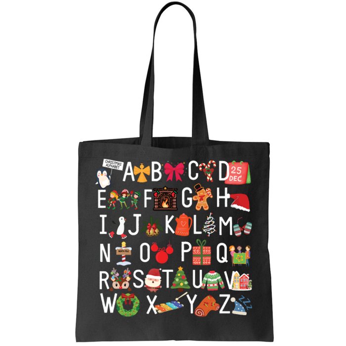 Christmas Alphabet Abc Kindergarten Teacher Alphabet Tote Bag