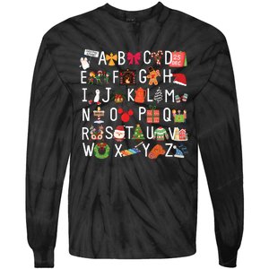 Christmas Alphabet Abc Kindergarten Teacher Alphabet Tie-Dye Long Sleeve Shirt