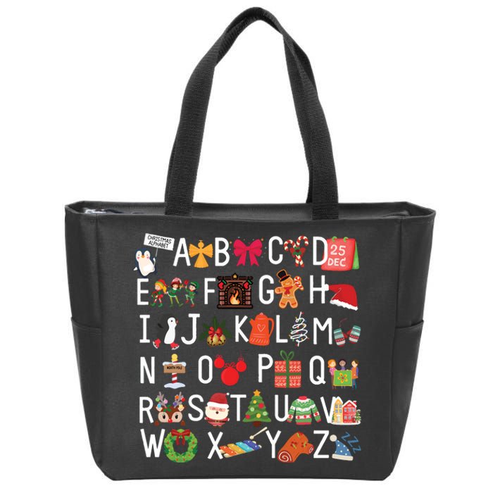 Christmas Alphabet Abc Kindergarten Teacher Alphabet Zip Tote Bag