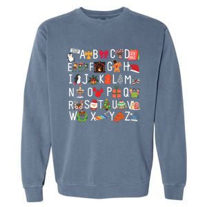 Christmas Alphabet Abc Kindergarten Teacher Alphabet Garment-Dyed Sweatshirt