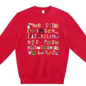 Christmas Alphabet Abc Kindergarten Teacher Alphabet Premium Crewneck Sweatshirt